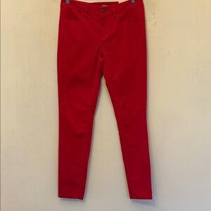 Loft red/ pink super skinny velvet feel pants Size 4 NWOT